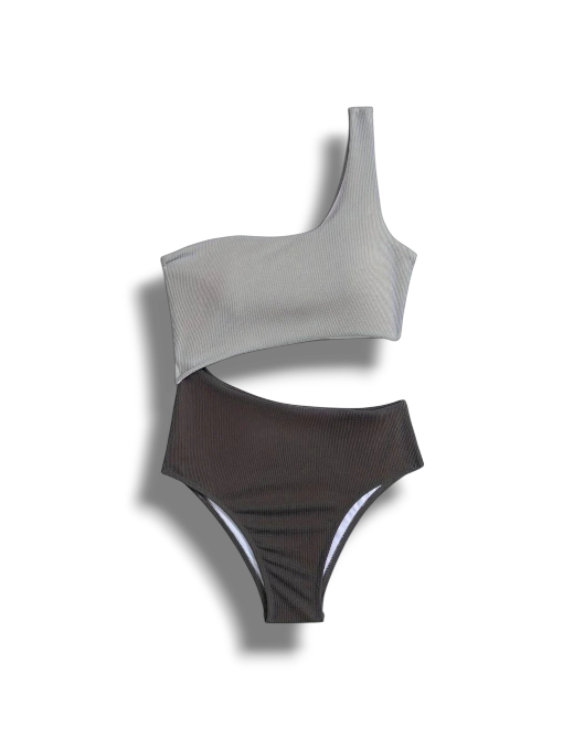 Rosalind - Stylish and Sexy One-Shoulder Bikini Set in Ribbed Fabric