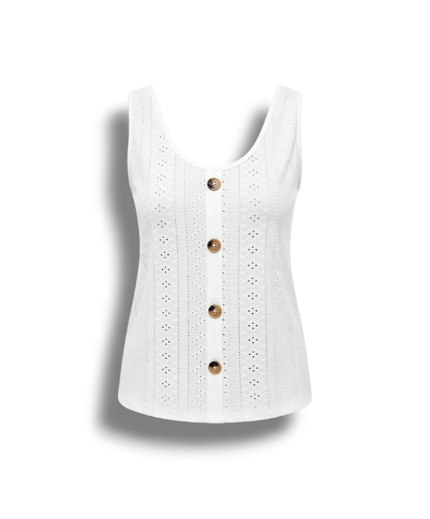 Sabina - Casual Women's Tank Top with Button Details and Adjustable Straps