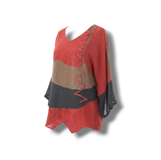 Cyrene- Artistic Retro T-Shirt with Cotton and Linen Blend