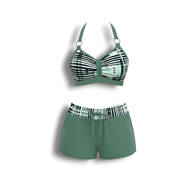 Janelle - Stylish Ribbed High Waist Bikini with Trendy Design