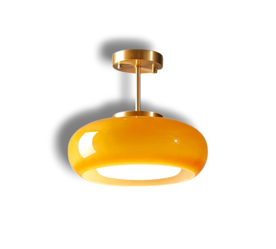 Linenra - Amber Glass Pendant Light Fixture For Dining Room