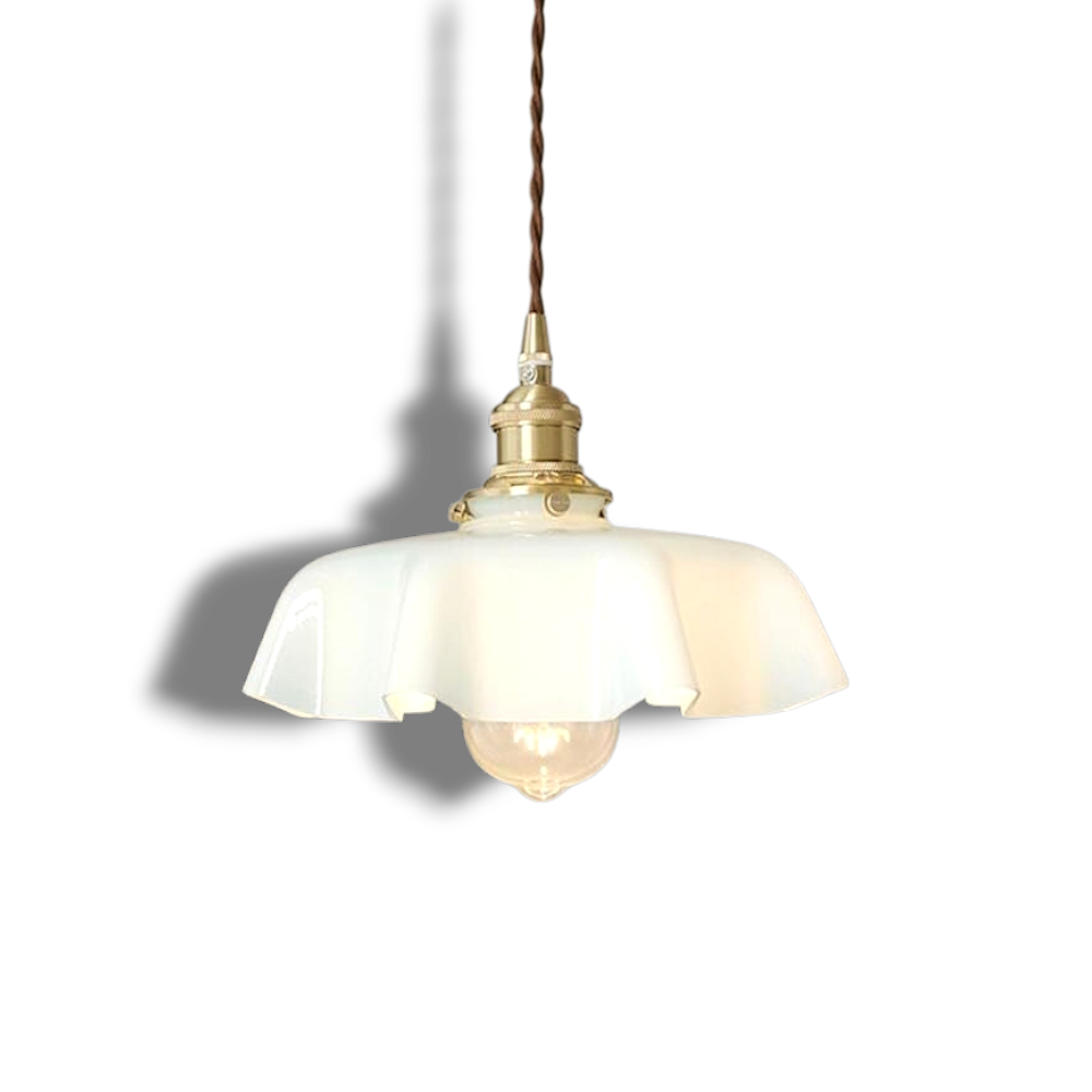 Rustora - Retro Floral Brass Pendant Lamp With Soft LED Lighting