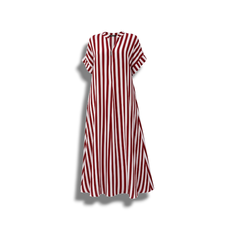 Pansy - Stylish Striped Maxi Dress with Ruffle Sleeves