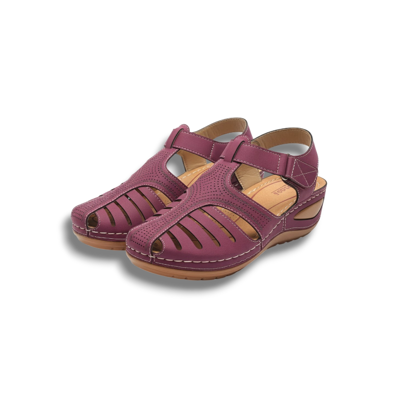 Honoria - Stylish Leather Sandals with Comfortable Wedge Design