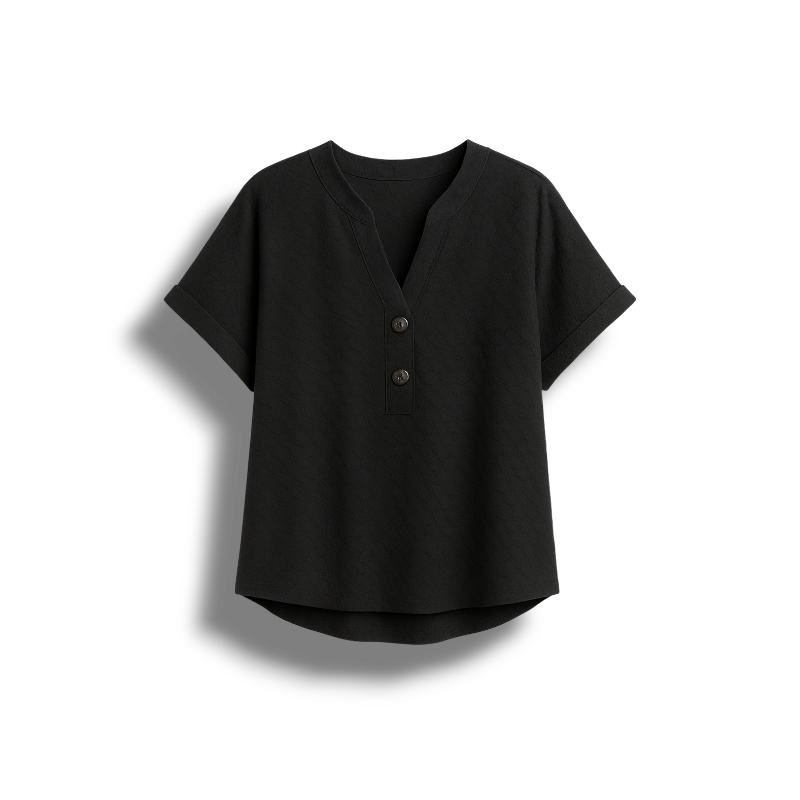Alana - Women's Elegant Top with V-neck and Button Detail