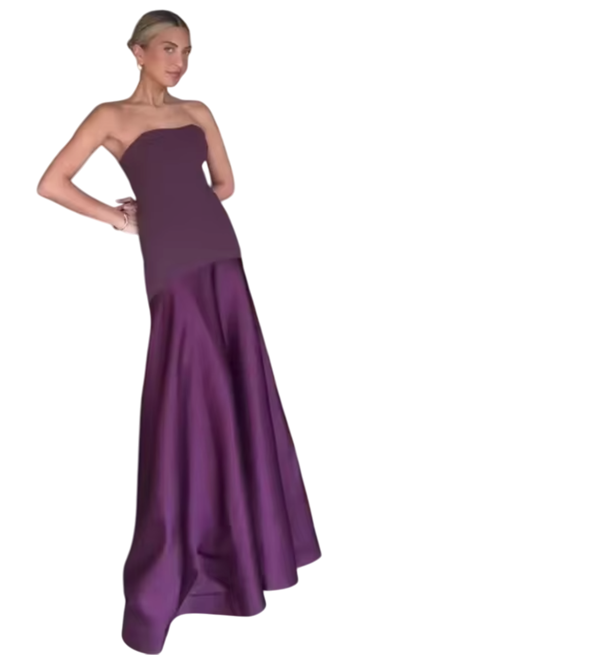 Kerra - Elegant Strapless Maxi Dress with Luxe Patchwork Design