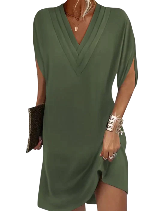 Valerie - Premium V-neck Ruched Dress for Elegant Occasions