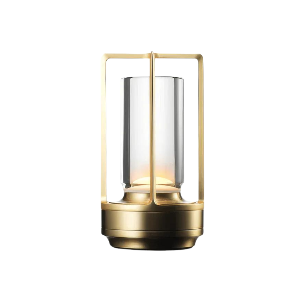 Illusora - Aurora Table Lamp With Brass Frame And Glass Shade
