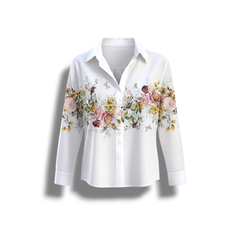 Bonnie - Lightweight Floral Print Blouse with Long Sleeves