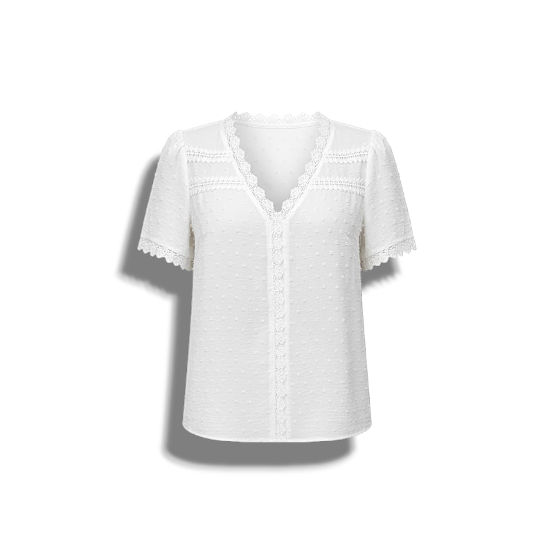 Paula - Elegant Women's Lace Shirt with Short Sleeves