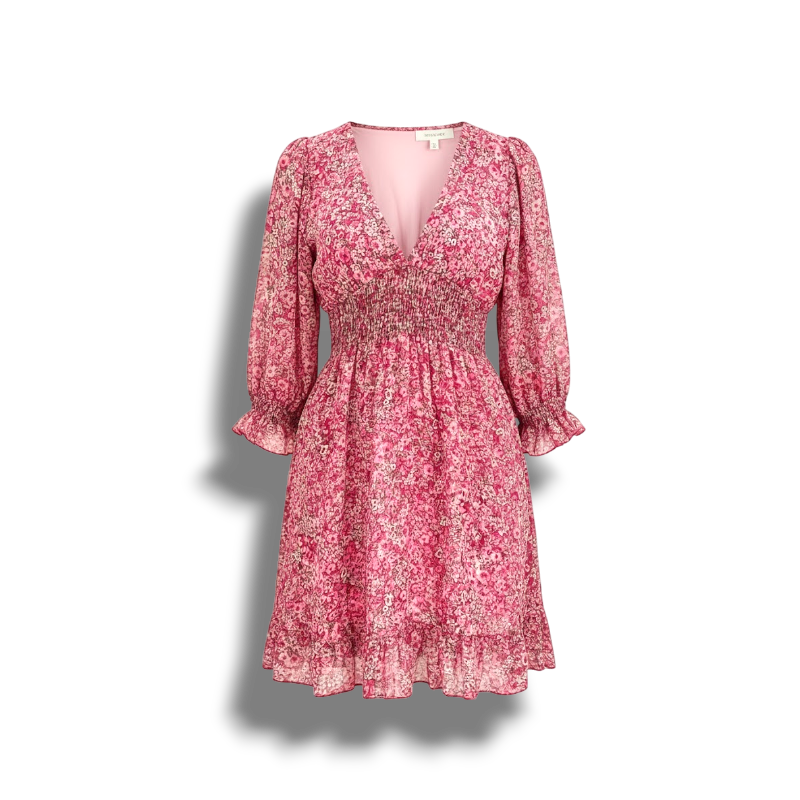 Nikki - Elegant Women's Dress with Floral Print and V-neck