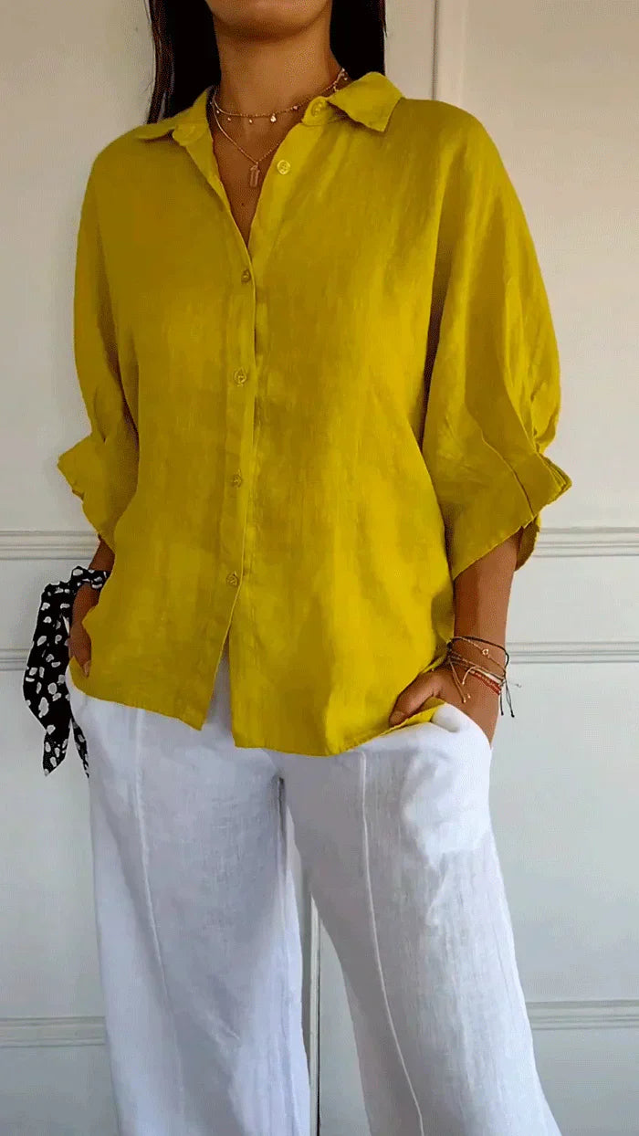Hettie - Casual Cotton Linen Shirt Lightweight Relaxed