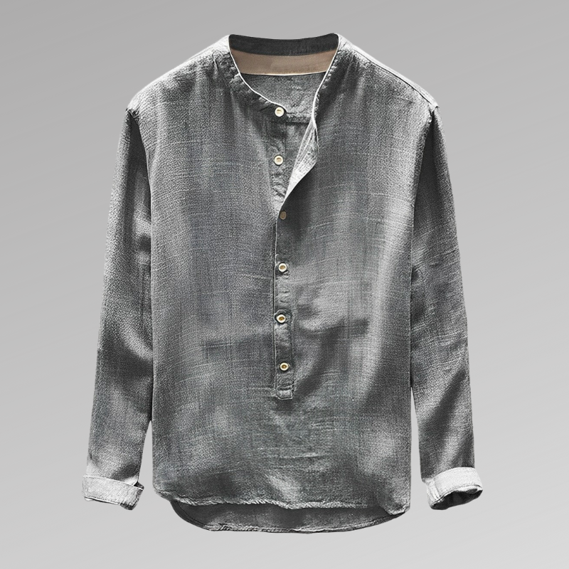 Eamon - Lightweight Mandarin Collar Mens Shirt Button Front
