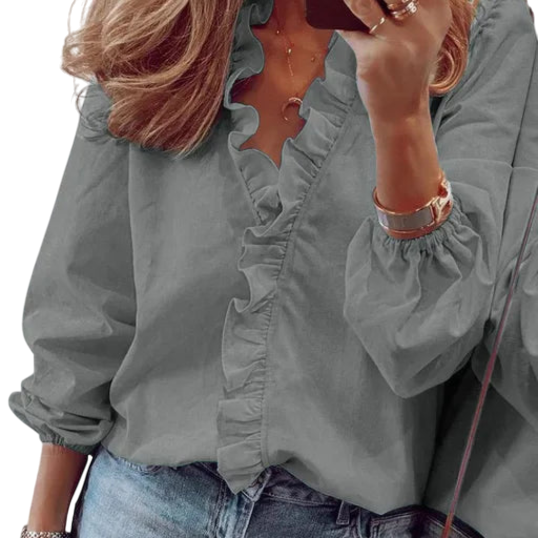 Joni - Women's Elegant Blouse with Ruffle Detailing and Comfortable Fit