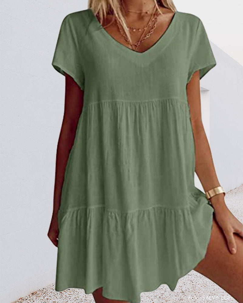 Peony - Casual Women's Summer Dress with Ruffle Detail