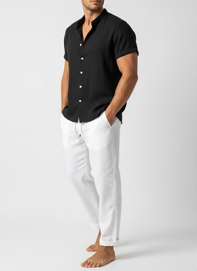 Oaklyn - Stylish Men's Linen Shirt and Trousers Set for Everyday Elegance