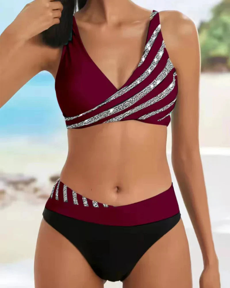 Philippa - Elegant Striped Printed Bikini Set for Women