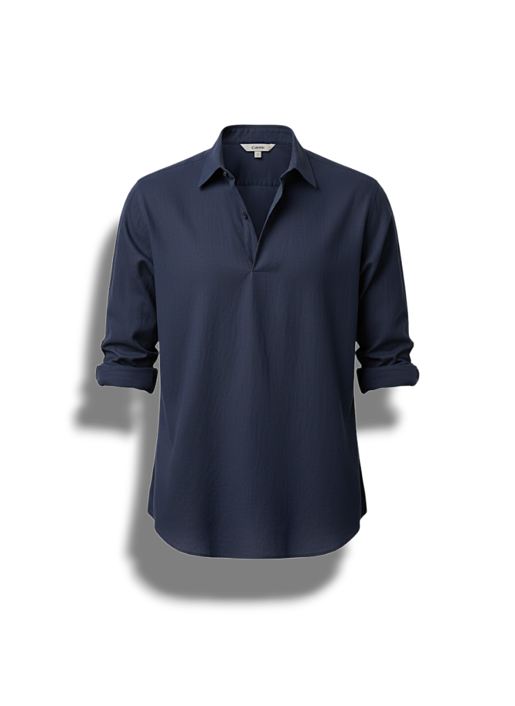 Terrence - Mens Open Collar Summer Shirt Linen Blend Casual