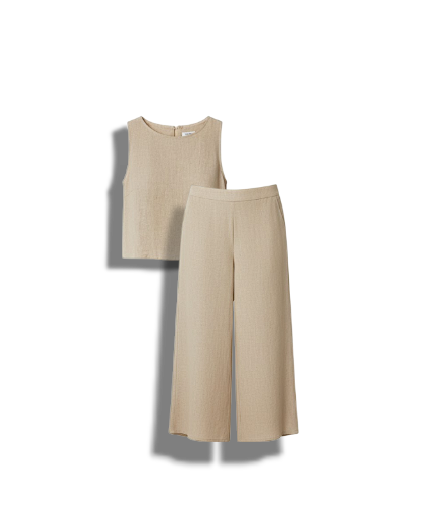 Freda - Stylish Two-Piece Women's Set with Flowy Pants and Crop Top