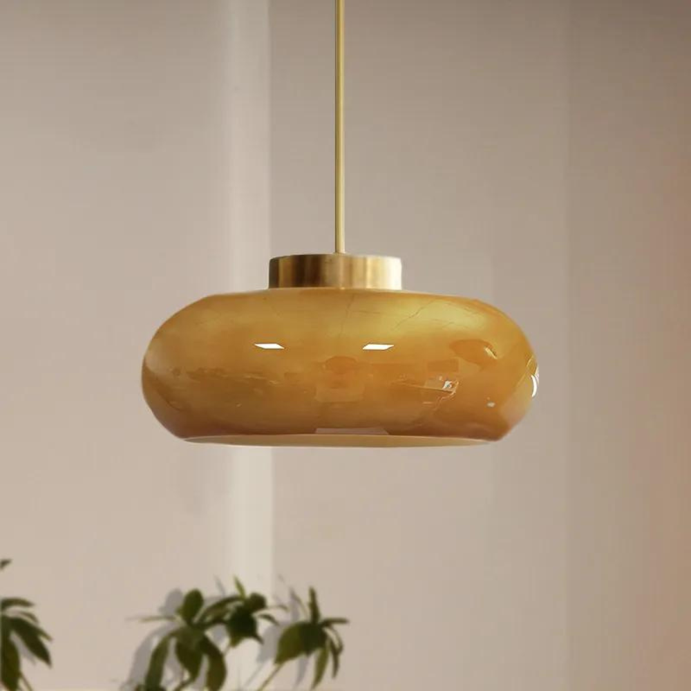 Linenra - Amber Glass Pendant Light Fixture For Dining Room