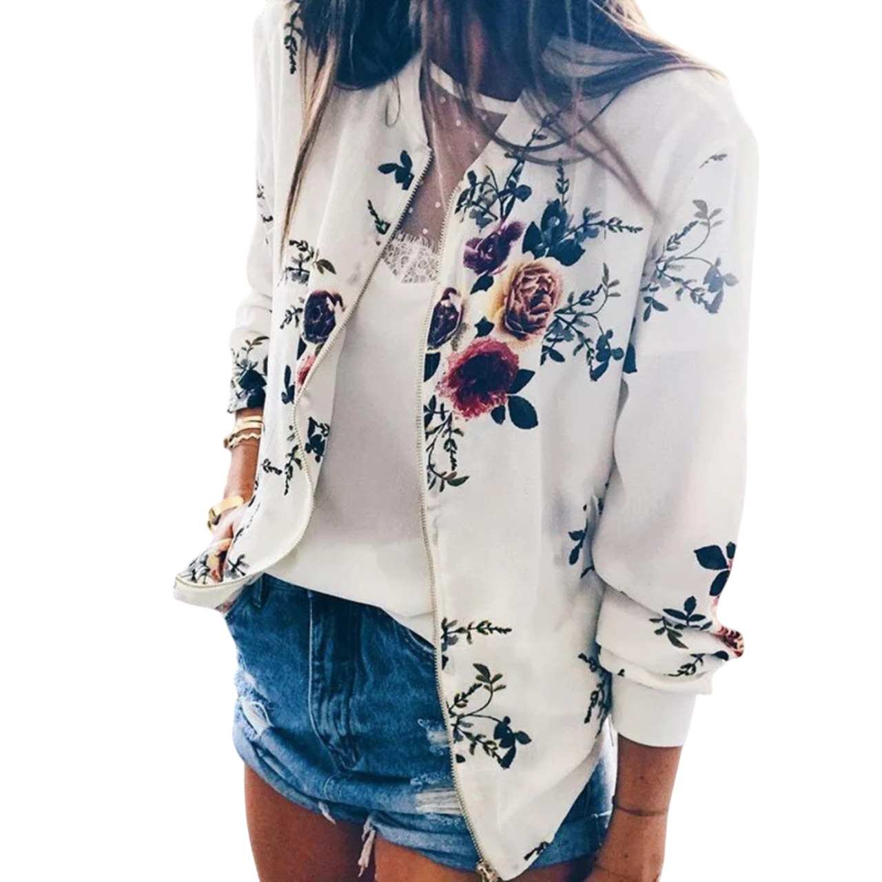 Pauline - Stylish Women's Summer Jacket with Floral Print