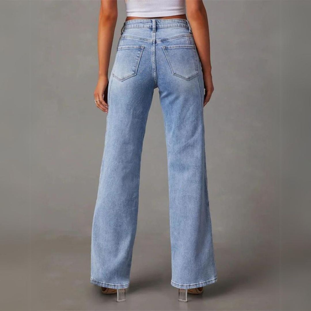 Donna - Stylish Women's High-Waisted Straight-Cut Jeans for Comfort and Class