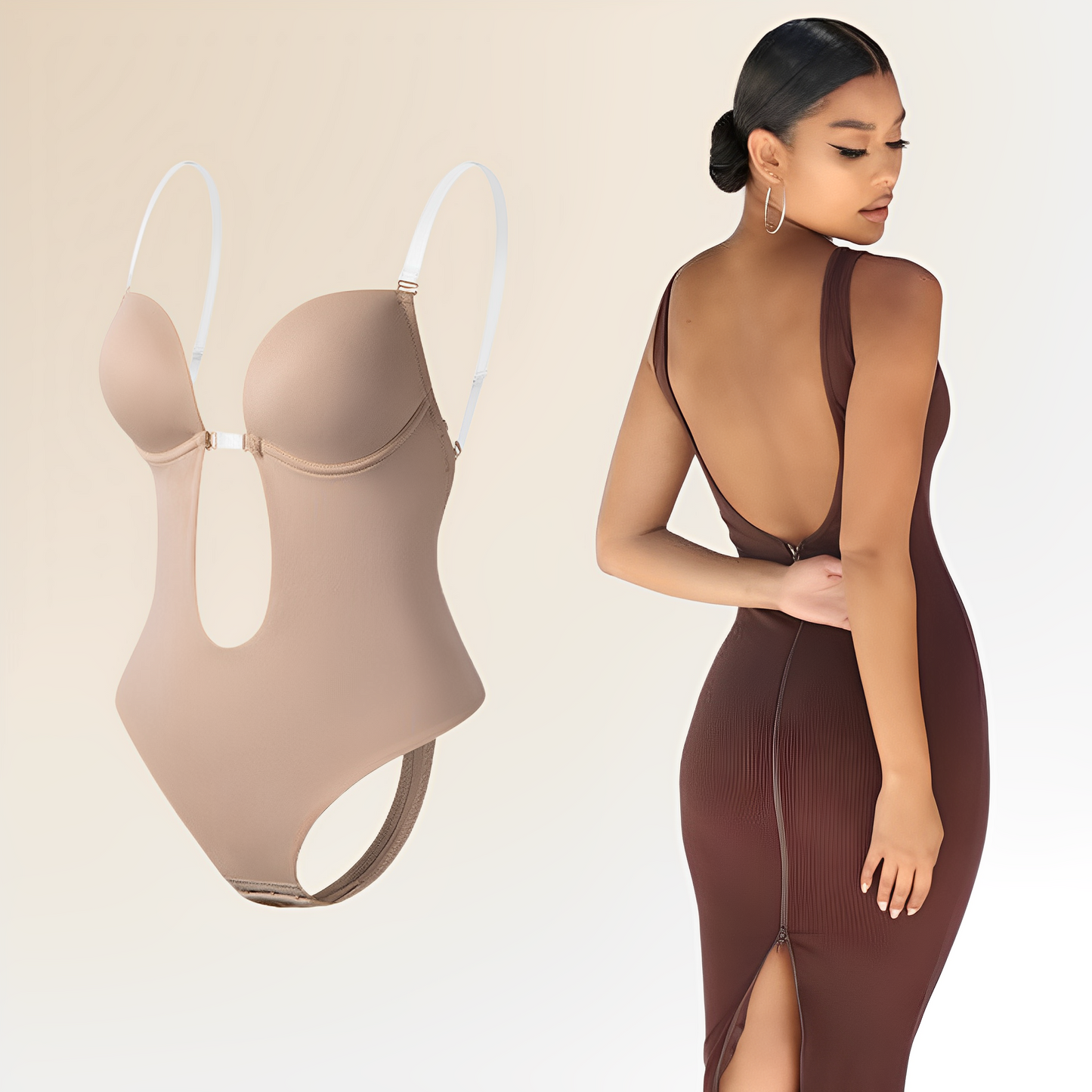 Aubri - Elegant Backless Bodysuit Bra for Women by Risa - Seamless Fit