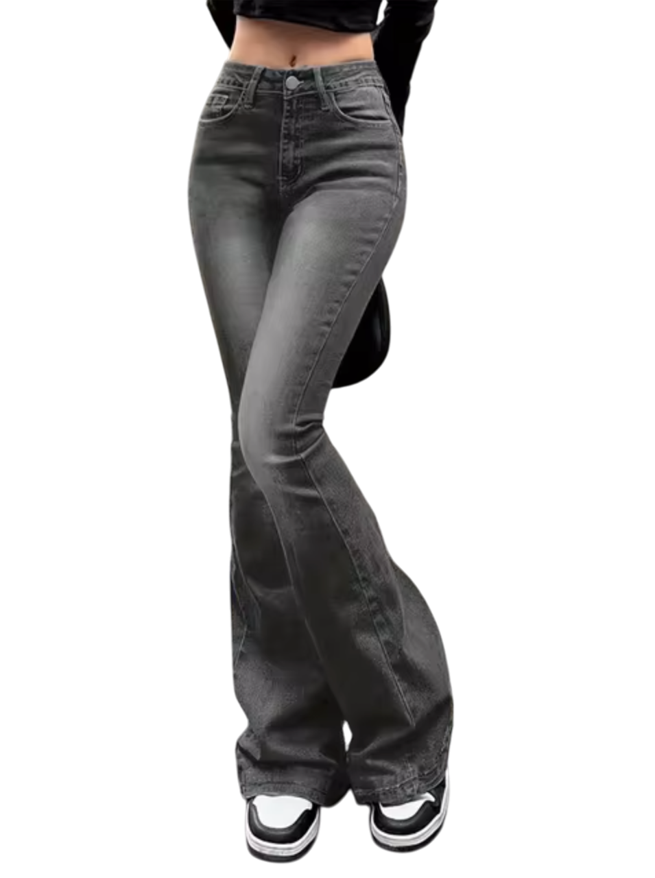 Galatea - Trendy High-Waisted Flared Denim Trousers for Women