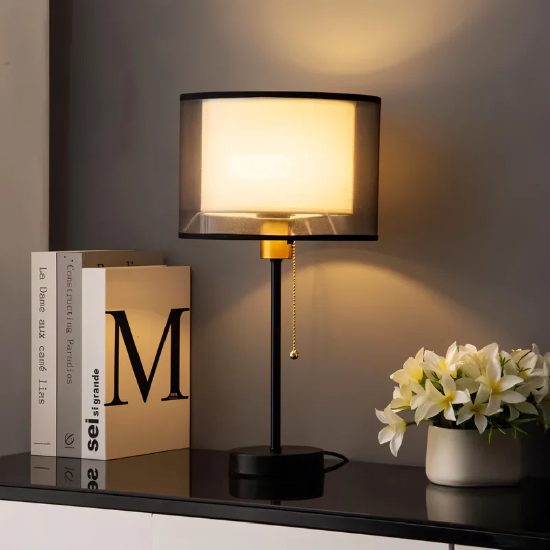 Luxrae - Lumis Table Lamp With Double Fabric Shade For Bedroom Glow