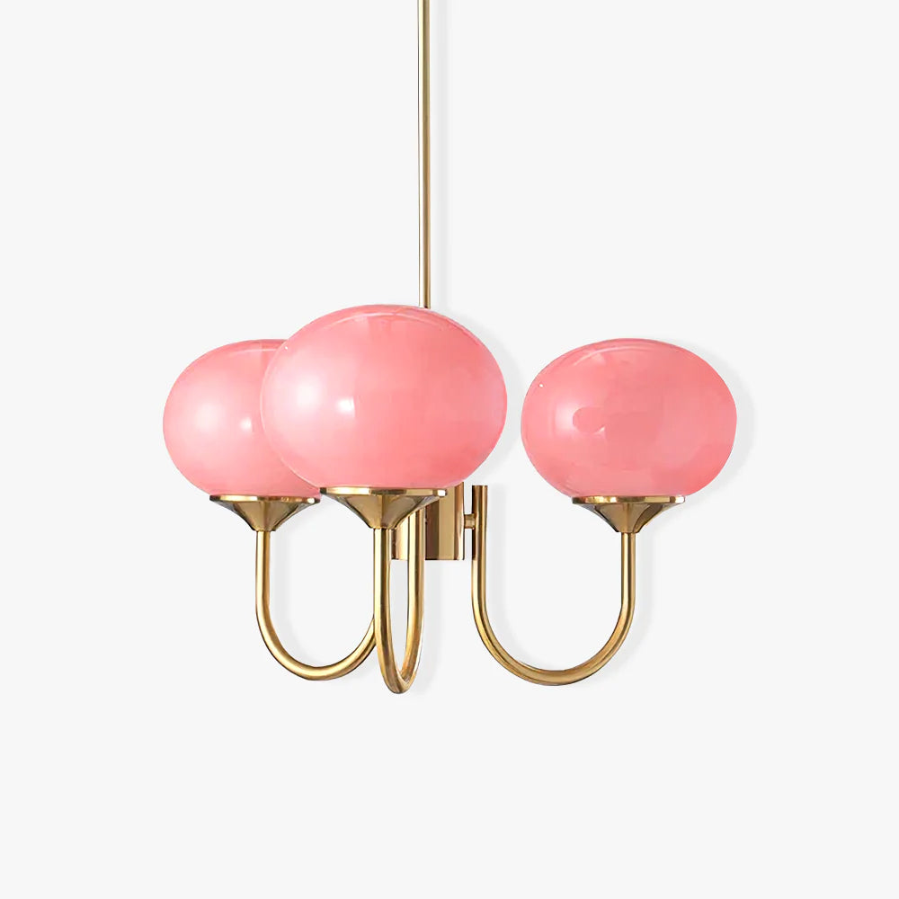 Mysten - AuroraGlow Marshmallow Chandelier Pink Glass Globes