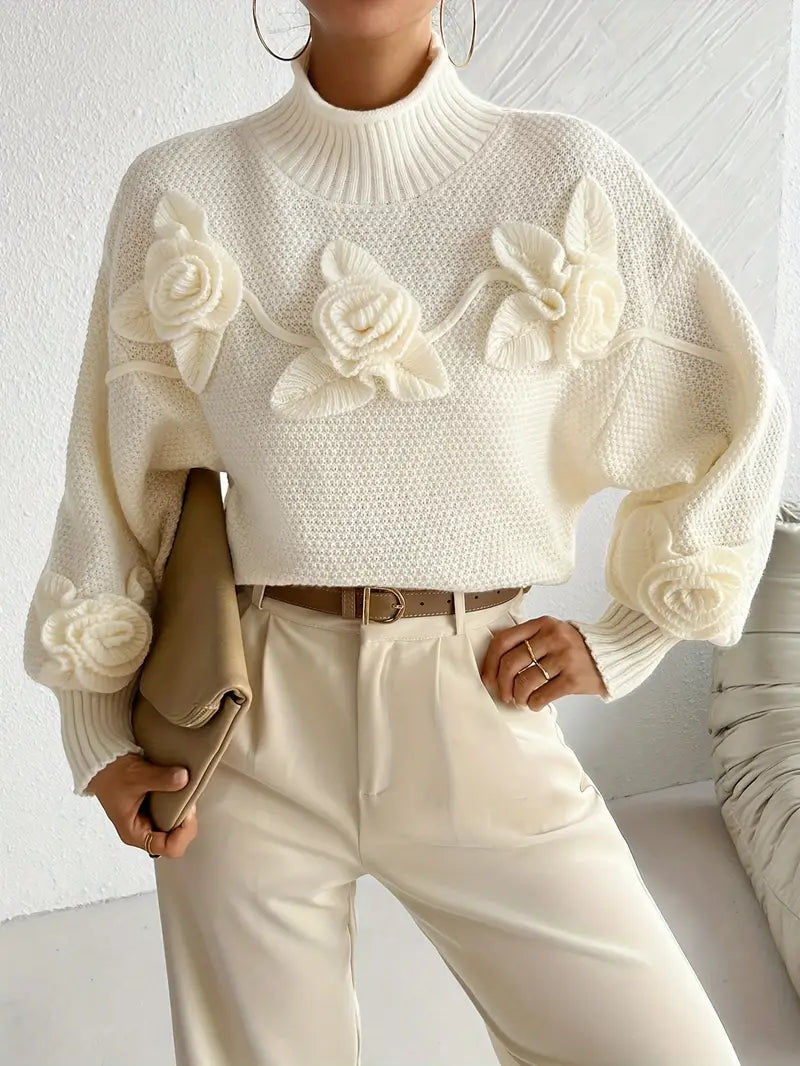 Wilma - Elegant Floral Turtleneck Sweater for Women