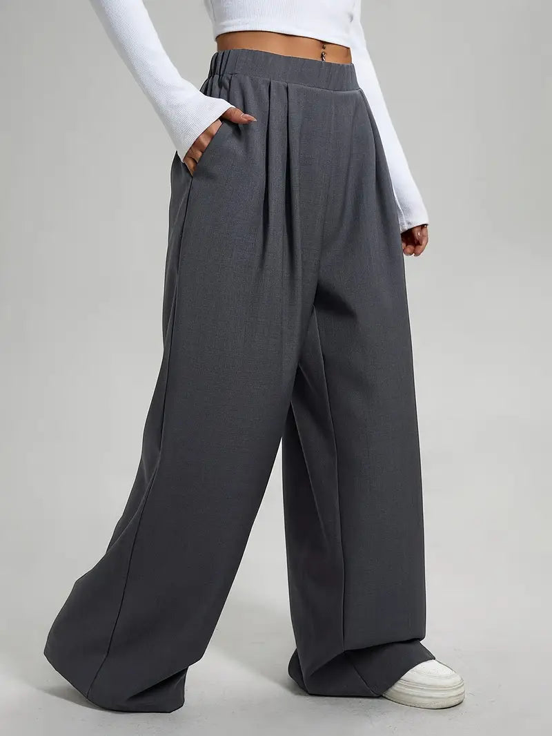 Brenda - Stylish Pleated Wide-Leg Trousers for Effortless Streetwear
