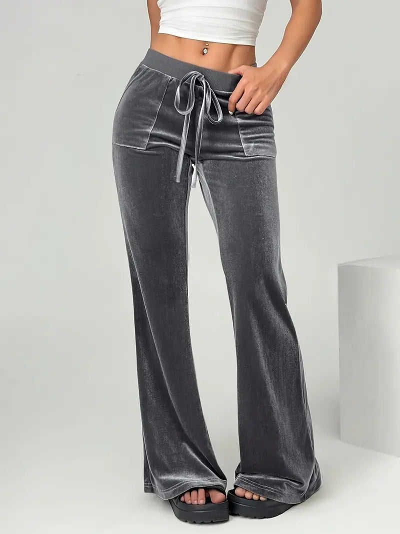 Brielle - High-Quality Velvet Flared Trousers with Adjustable Drawstring