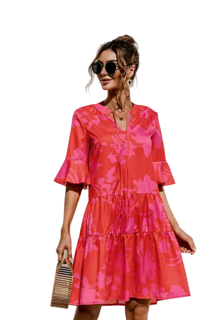 Isley - Vibrant Summer Floral Dress for Women with Breezy Elegance