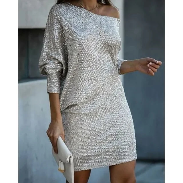 Anna - Shiny One-Shoulder Mini Dress for Stunning Occasions