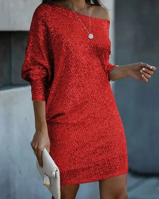 Anna - Shiny One-Shoulder Mini Dress for Stunning Occasions