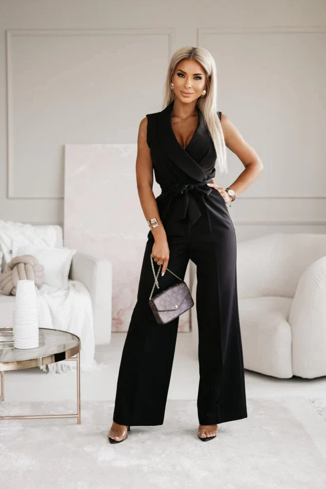 Arleta- Elegant Women's Wide-Leg Jumpsuit with Belted Waist