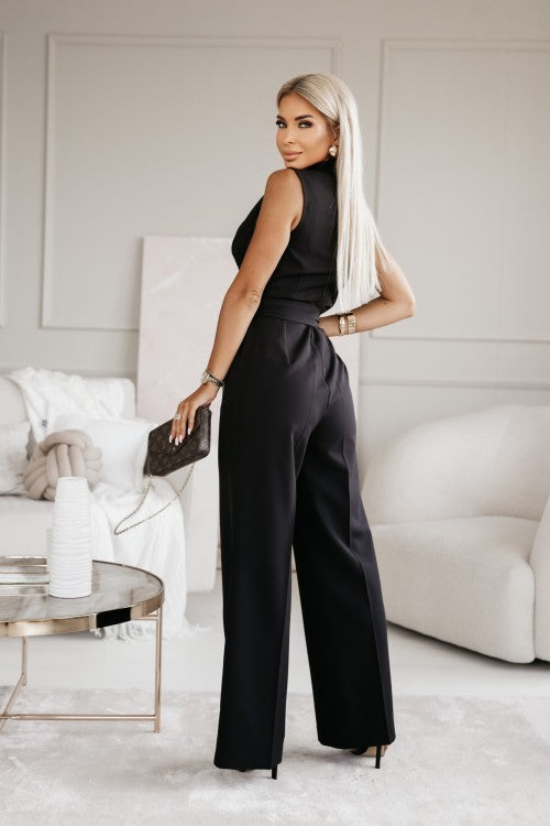 Arleta- Elegant Women's Wide-Leg Jumpsuit with Belted Waist