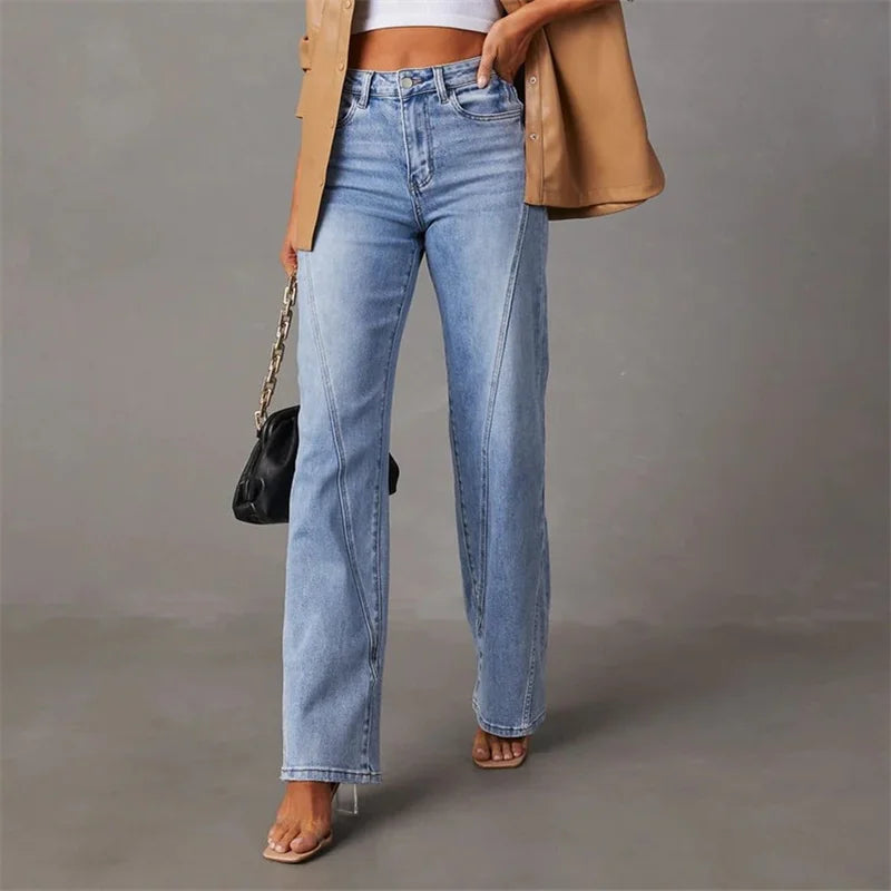 Donna - Stylish Women's High-Waisted Straight-Cut Jeans for Comfort and Class