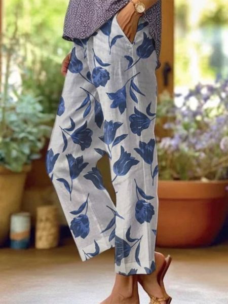 Leanna - Elegant Floral Summer Trousers for a Chic Look