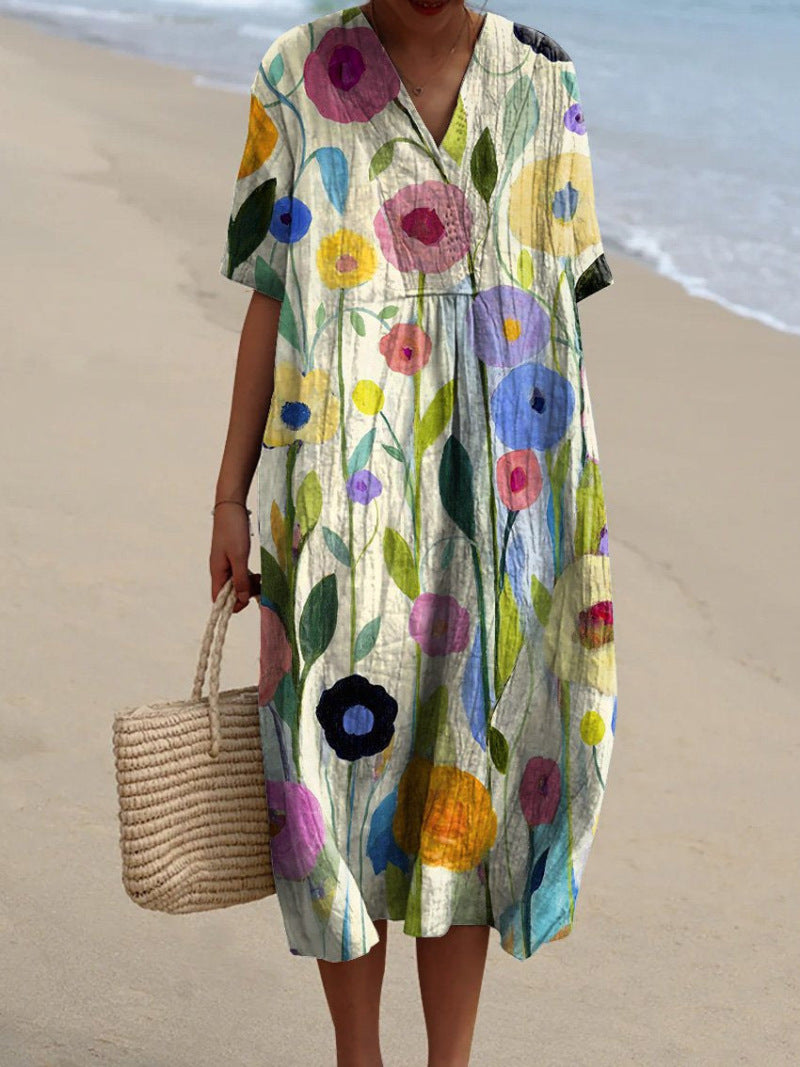 Kailani - Colorful Flowing Spring Dress With Floral Design