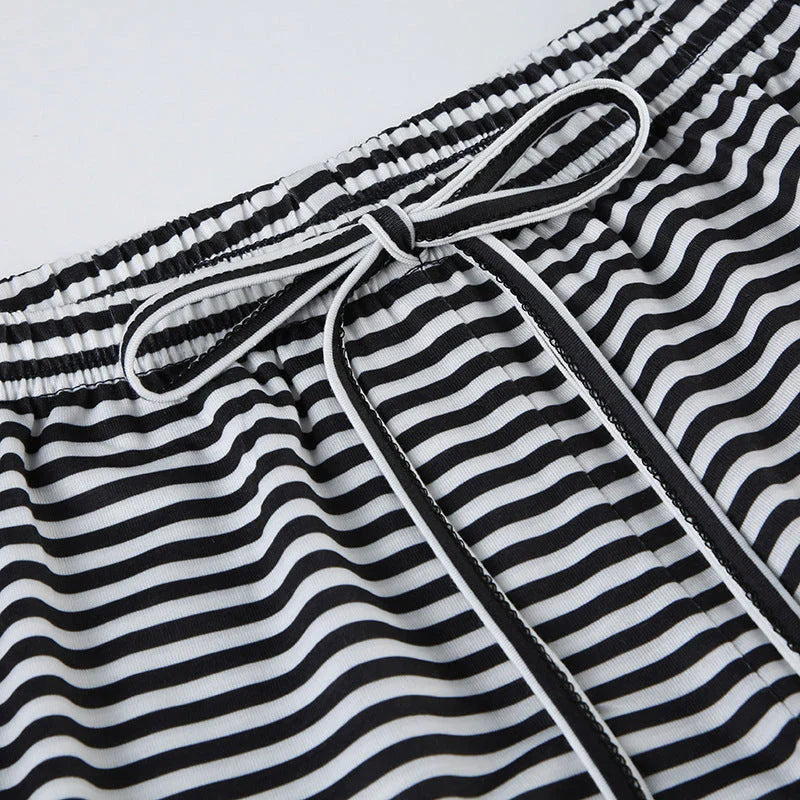 Orlaith - Relaxed Striped Cotton Trousers with Elastic Waistband