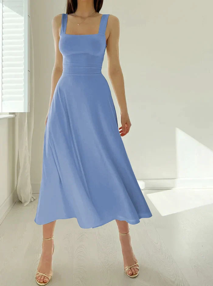 Joelle - Elegant Mini Dress with Corset Waist Tie and Flowy Skirt