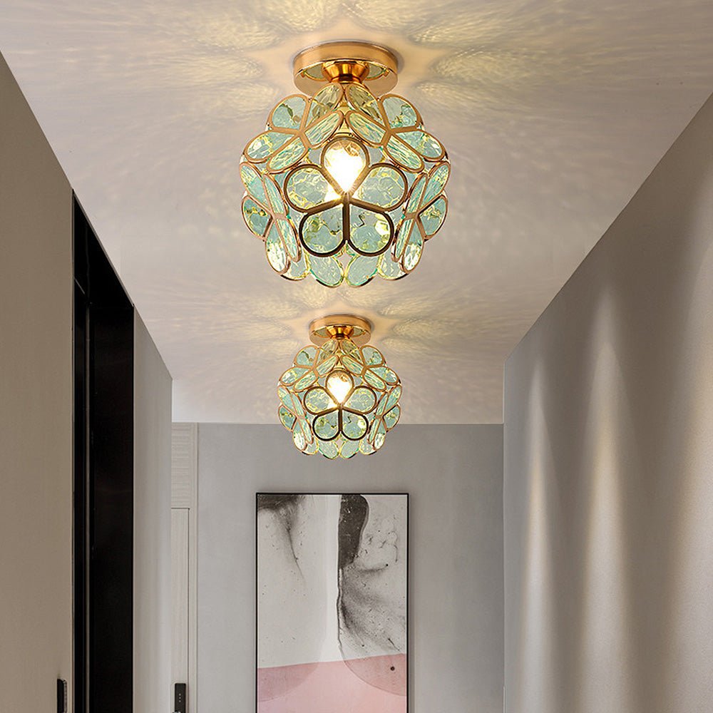 Aurevia - Elegant Glass Floral Ceiling Light Warm Glow For Hall