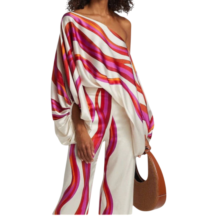 Camber - Elegant Women's Wide-Leg Pantsuit with 3D Effect Pattern