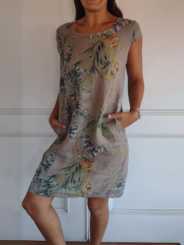 Nina - Elegant Women's Round-neck Dress in Luxurious Fabric