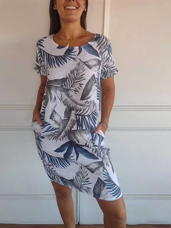 Nina - Elegant Women's Round-neck Dress in Luxurious Fabric