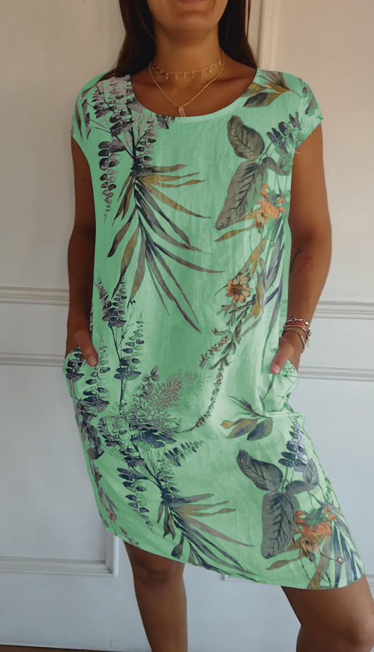 Nina - Elegant Women's Round-neck Dress in Luxurious Fabric