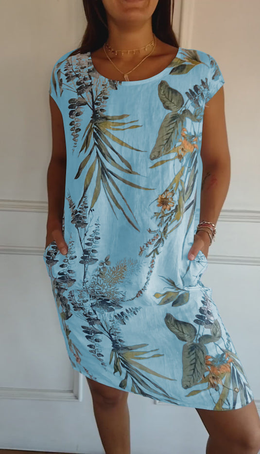 Nina - Elegant Women's Round-neck Dress in Luxurious Fabric