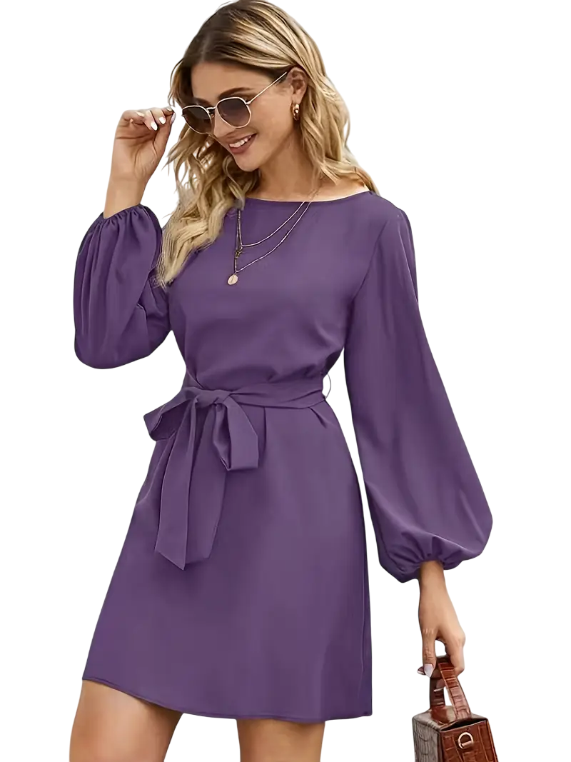 Cordelia - Elegant Long-Sleeved Belted Mini Dress in Premium Fabric